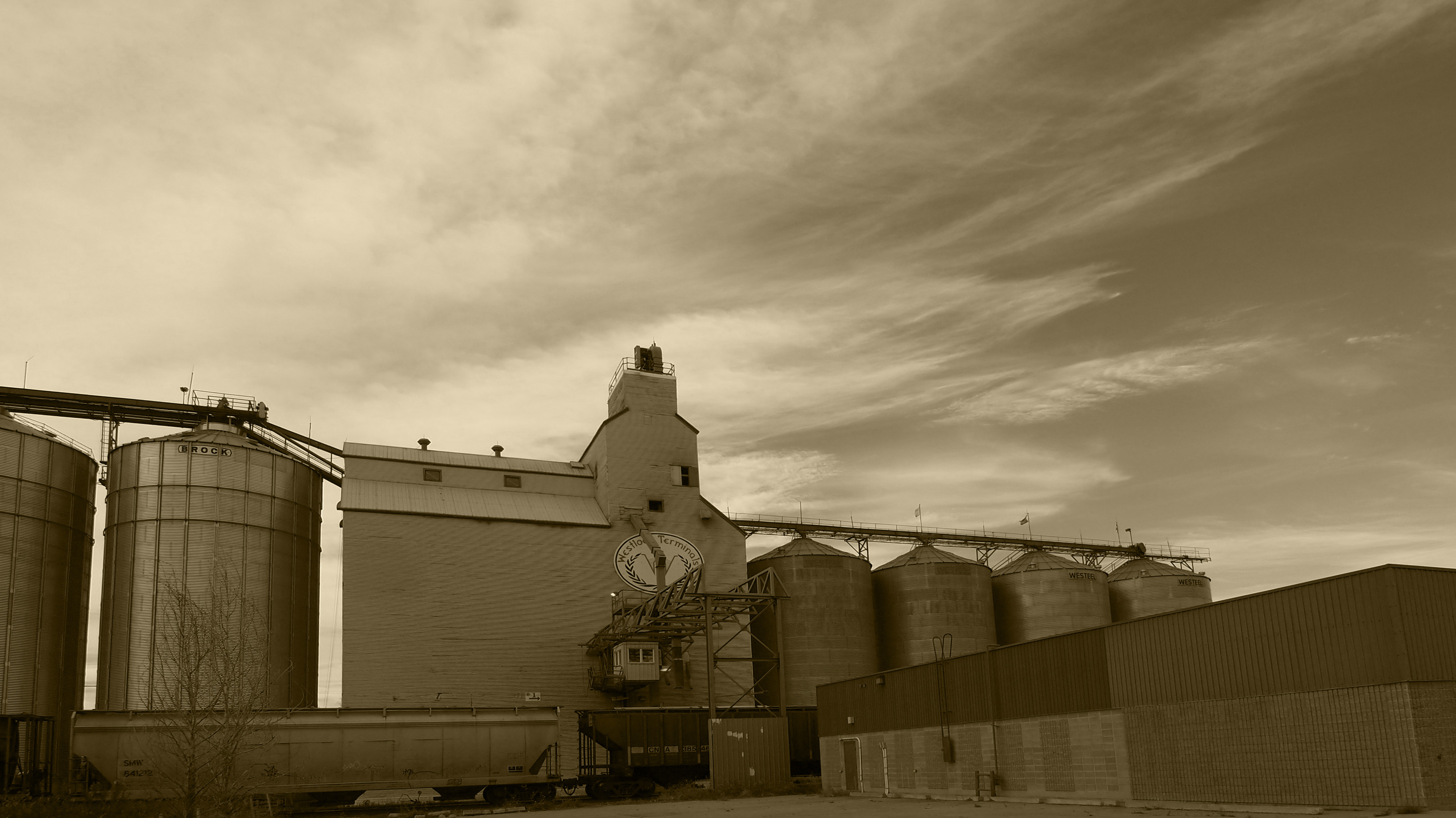 Historic grain elevator in Westlock, Alberta.